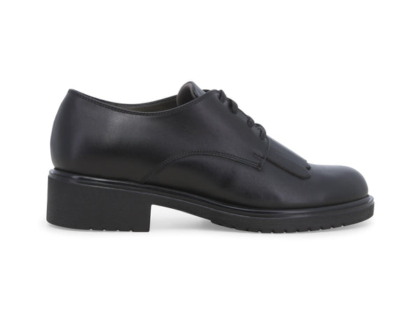 Melluso Donna Stringate Invernali Derby Frangia Pelle Nera